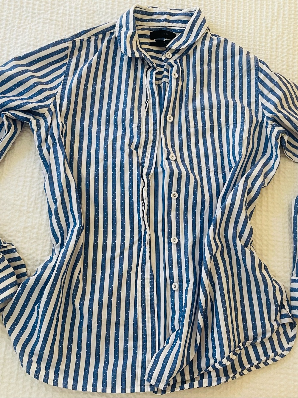 J. Crew Blue and White Striped Button-Down Shirt